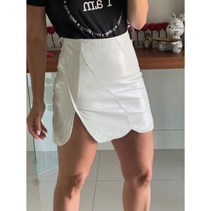 Edit By Nine Faux White Leather Mini Skirt size S club skirt